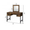 Vivian Vanity Desk | 4 Drawers | Square Mirror | Brown & Black BM268893