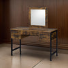 Vivian Vanity Desk | 4 Drawers | Square Mirror | Brown & Black