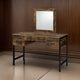 Vivian Vanity Desk | 4 Drawers | Square Mirror | Brown & Black