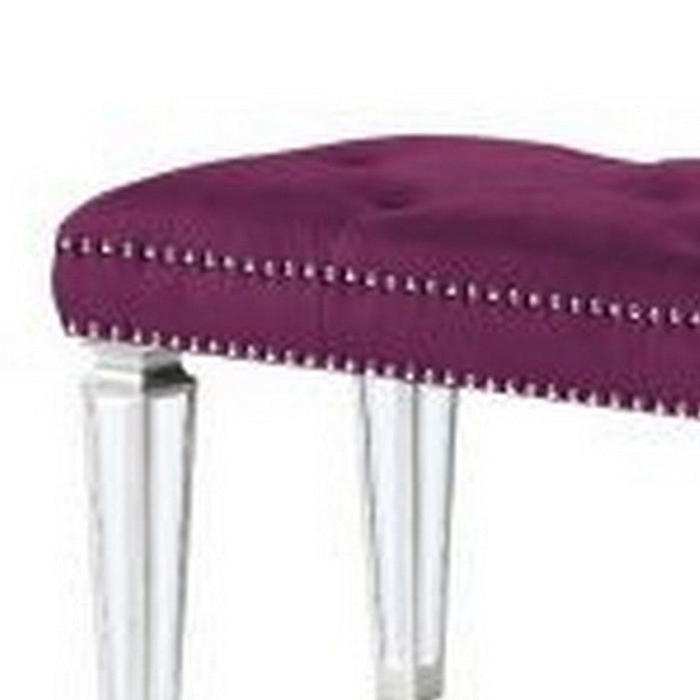 Accent Bench with Tufted Velvet Seat and Mirrored Legs Purple BM268895