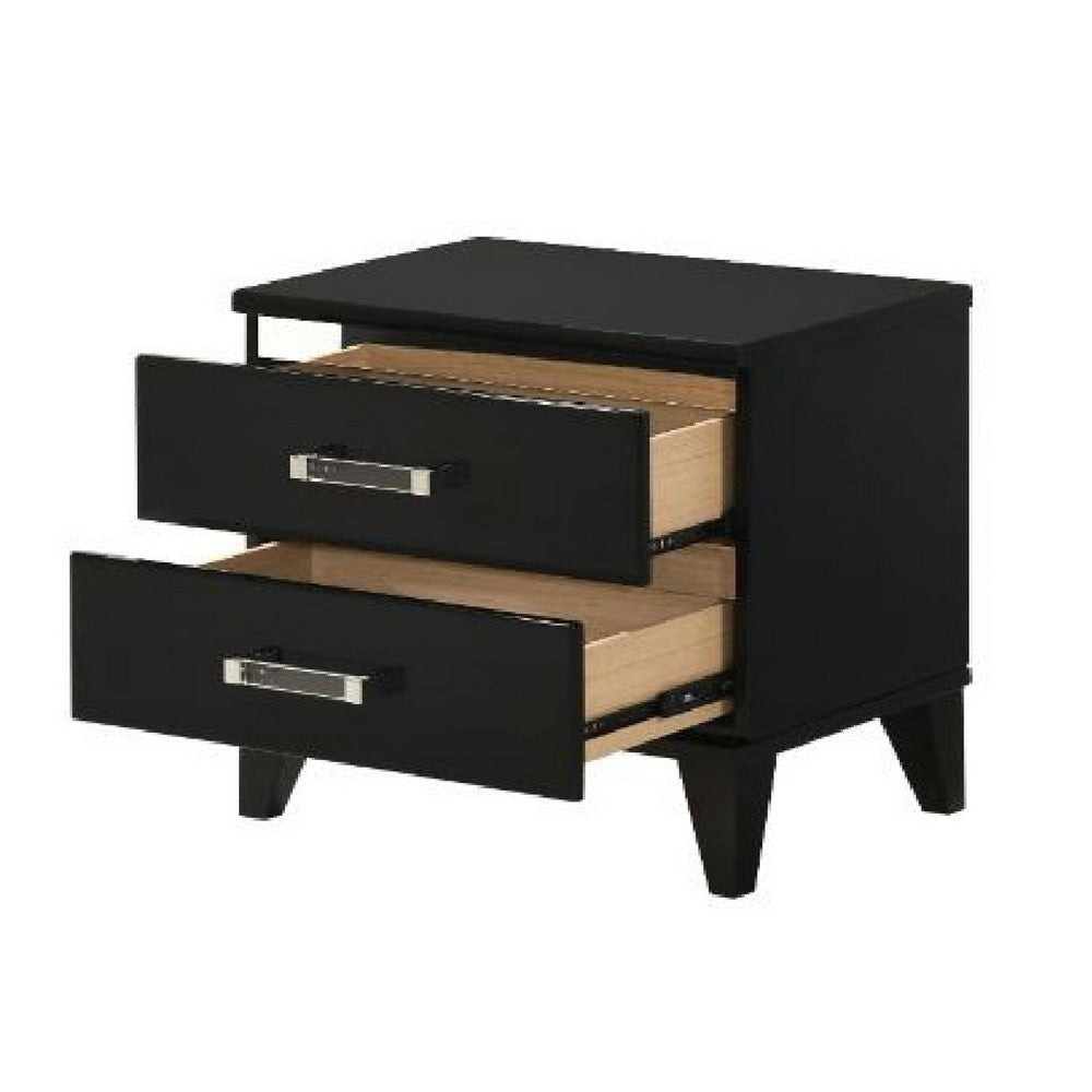 Nightstand with 2 Drawers and Metal Trim Black BM268898