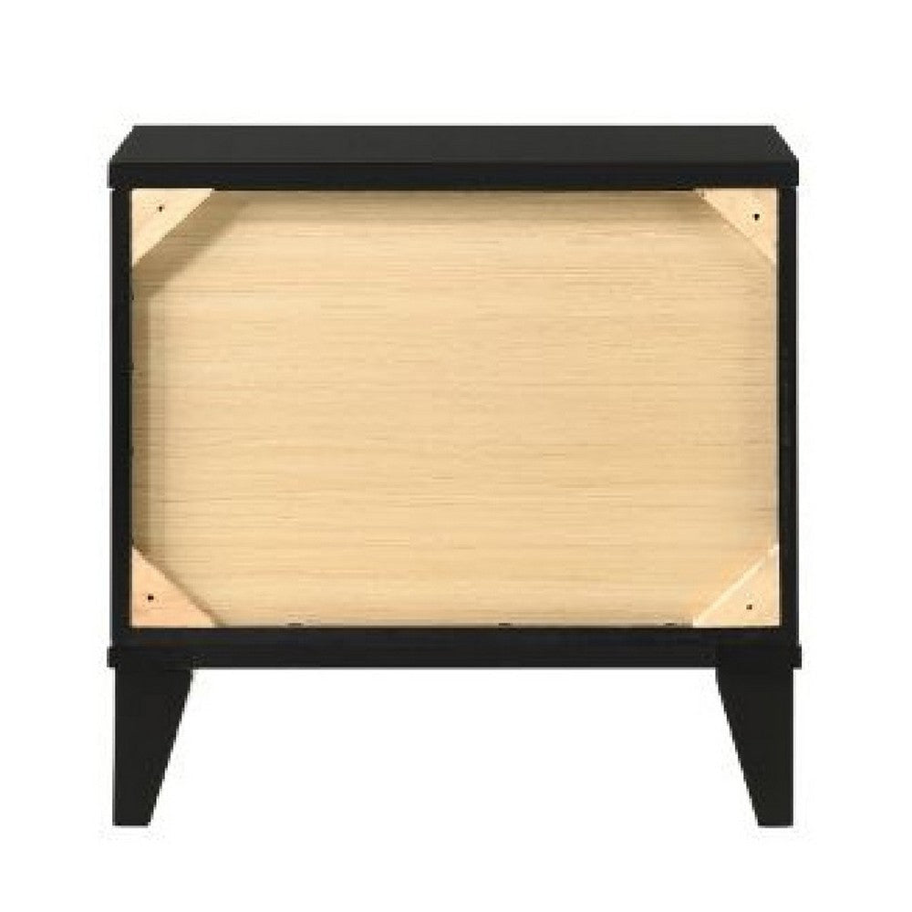Nightstand with 2 Drawers and Metal Trim Black BM268898