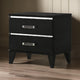 Nightstand with 2 Drawers and Metal Trim, Black