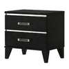 Nightstand with 2 Drawers and Metal Trim, Black