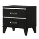Nightstand with 2 Drawers and Metal Trim, Black