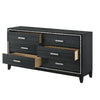 Dresser with 6 Drawers and Shimmering Trim Weathered Black BM268901