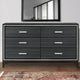 Dresser with 6 Drawers and Shimmering Trim, Weathered Black