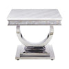 Sofa Table with Faux Marble Top and Steel Base White and Silver BM268904