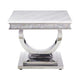 Sofa Table with Faux Marble Top and Steel Base White and Silver BM268904
