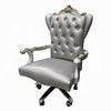 Office Chair with Leatherette Seat and Crowned Back, Silver