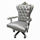 Office Chair with Leatherette Seat and Crowned Back, Silver