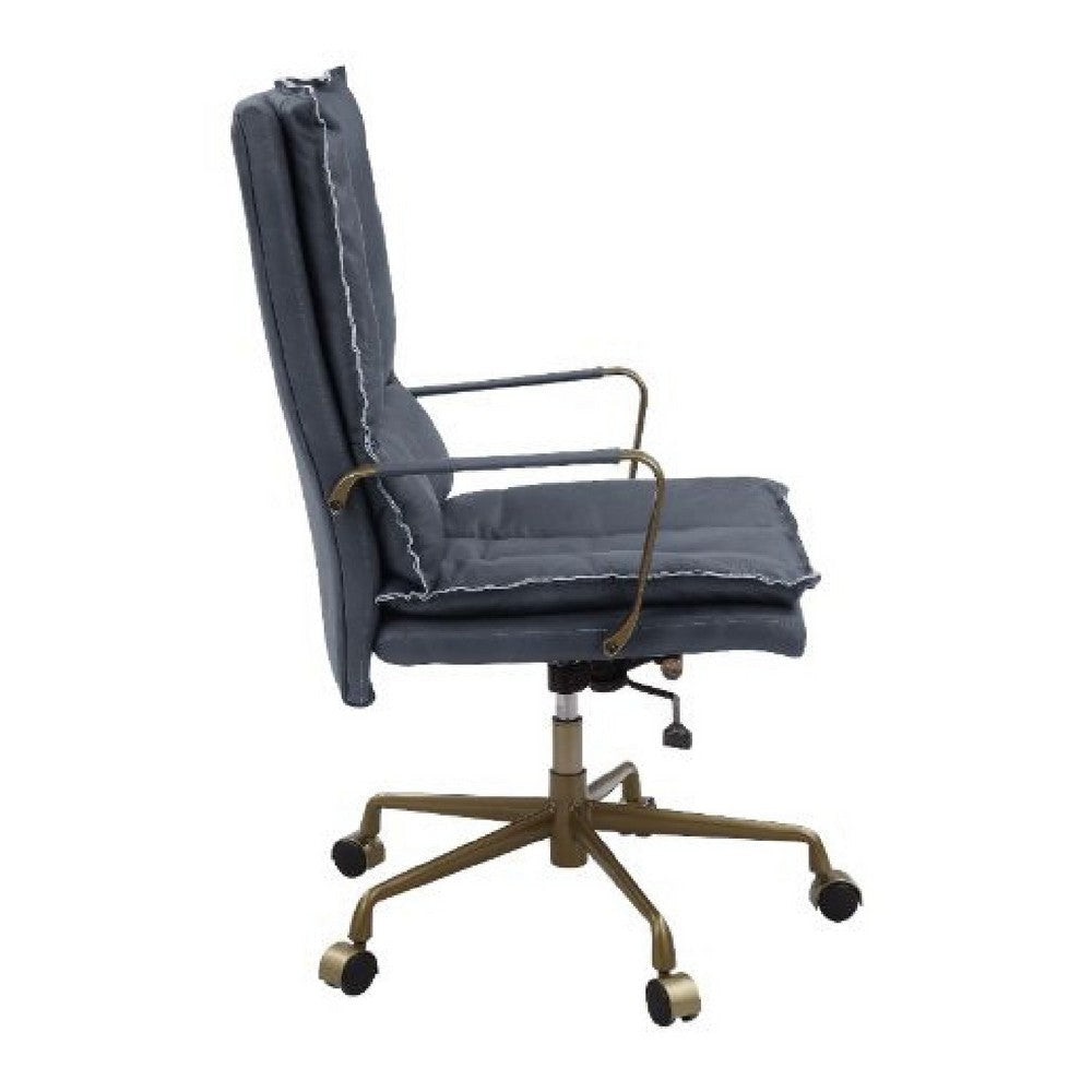 Office Chair with Leatherette Seat and Tufted Details Gray By Casagear Home BM268940