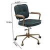 Office Chair with Leather Seat and Button Tufted Back, Green By Casagear Home