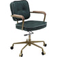 Office Chair with Leather Seat and Button Tufted Back, Green By Casagear Home