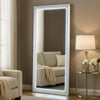 Vivian Floor Mirror | LED Trim | Faux Diamond Inlays | Silver
