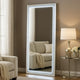 Vivian Floor Mirror | LED Trim | Faux Diamond Inlays | Silver