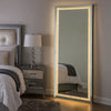 Vivian Floor Mirror | LED Trim | Faux Diamond Inlays | Silver