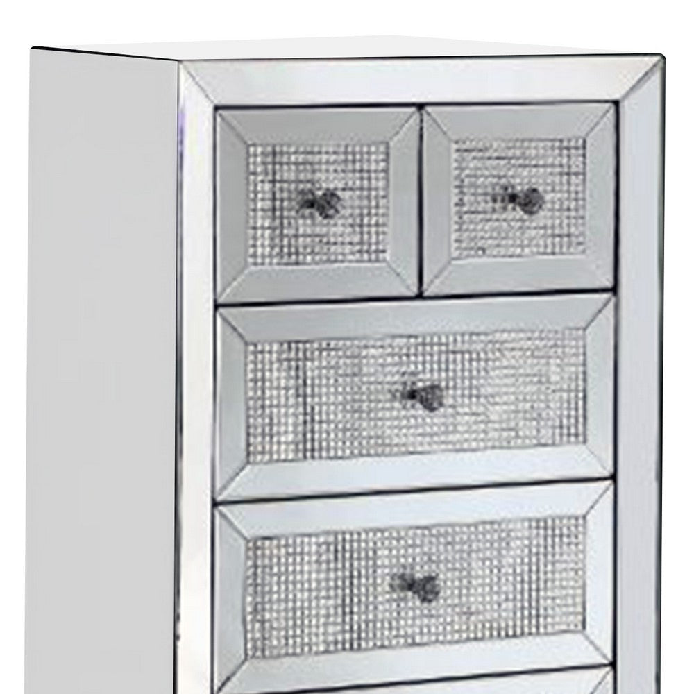 Storage Cabinet with 6 Drawers and Faux Diamond Inlays Silver BM268951