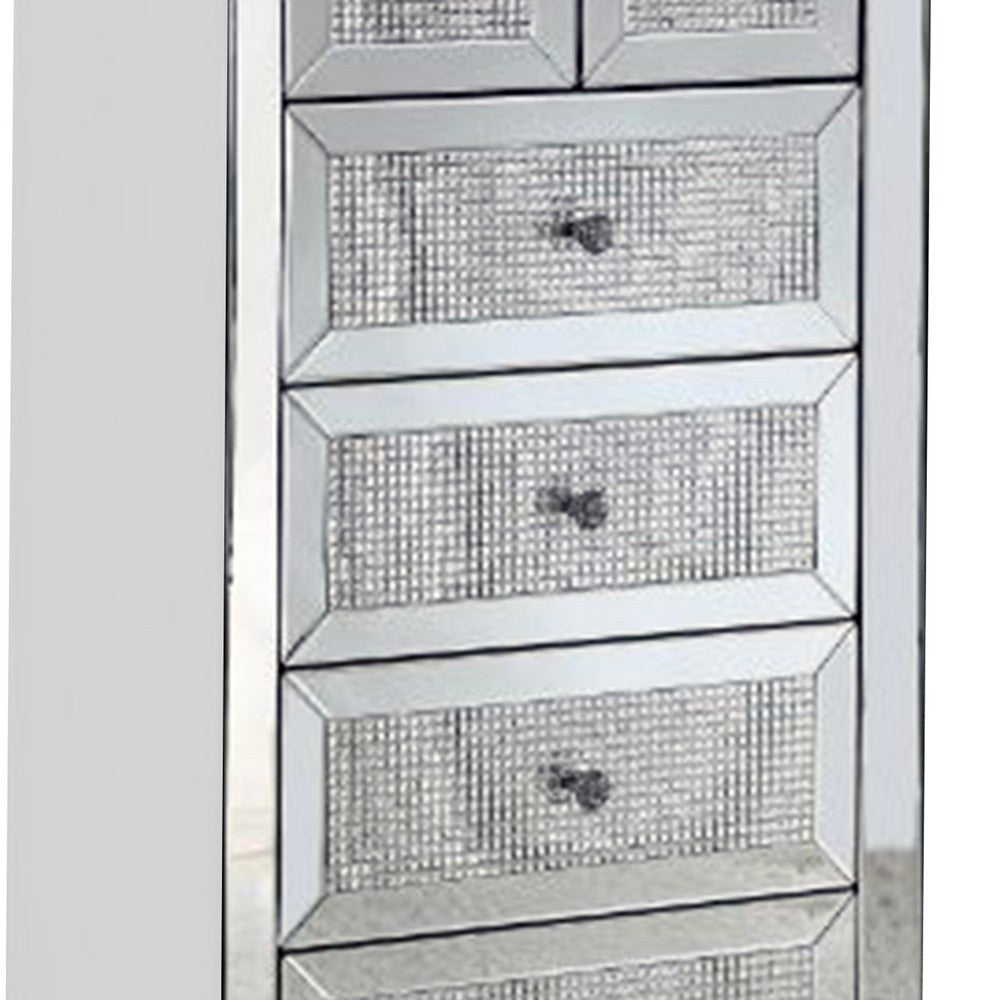 Storage Cabinet with 6 Drawers and Faux Diamond Inlays Silver BM268951