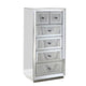 Storage Cabinet with 6 Drawers and Faux Diamond Inlays, Silver