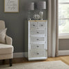 Storage Cabinet with 6 Drawers and Faux Diamond Inlays, Silver