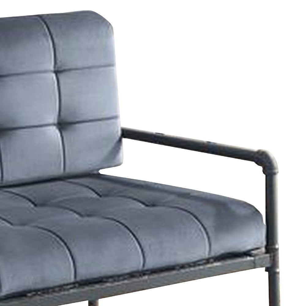 Loveseat with Tufted Velvet Seat and Metal Frame Gray BM268982