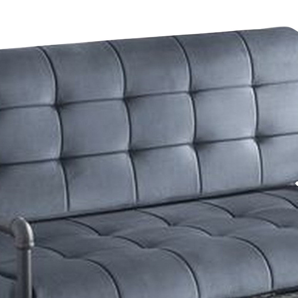 Loveseat with Tufted Velvet Seat and Metal Frame Gray BM268982