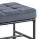 Ottoman with Tufted Velvet Seat and Metal Frame Gray BM268983