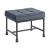 Ottoman with Tufted Velvet Seat and Metal Frame, Gray