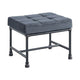 Ottoman with Tufted Velvet Seat and Metal Frame, Gray