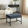 Ottoman with Tufted Velvet Seat and Metal Frame, Gray