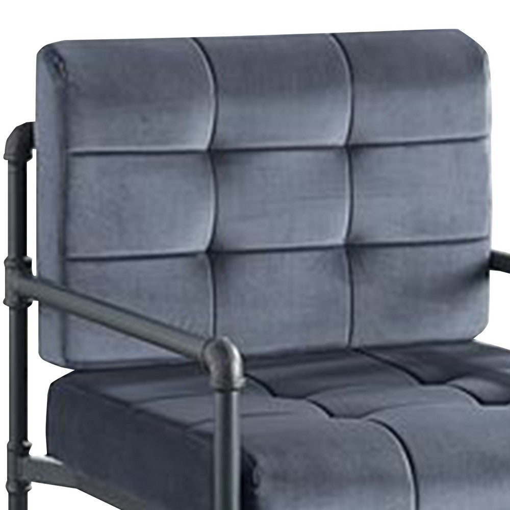 Accent Chair with Tufted Velvet Seat and Metal Frame Gray BM268984