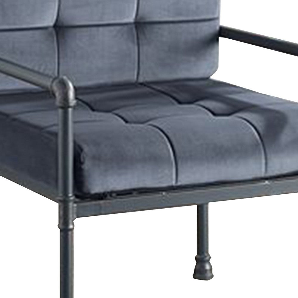 Accent Chair with Tufted Velvet Seat and Metal Frame Gray BM268984
