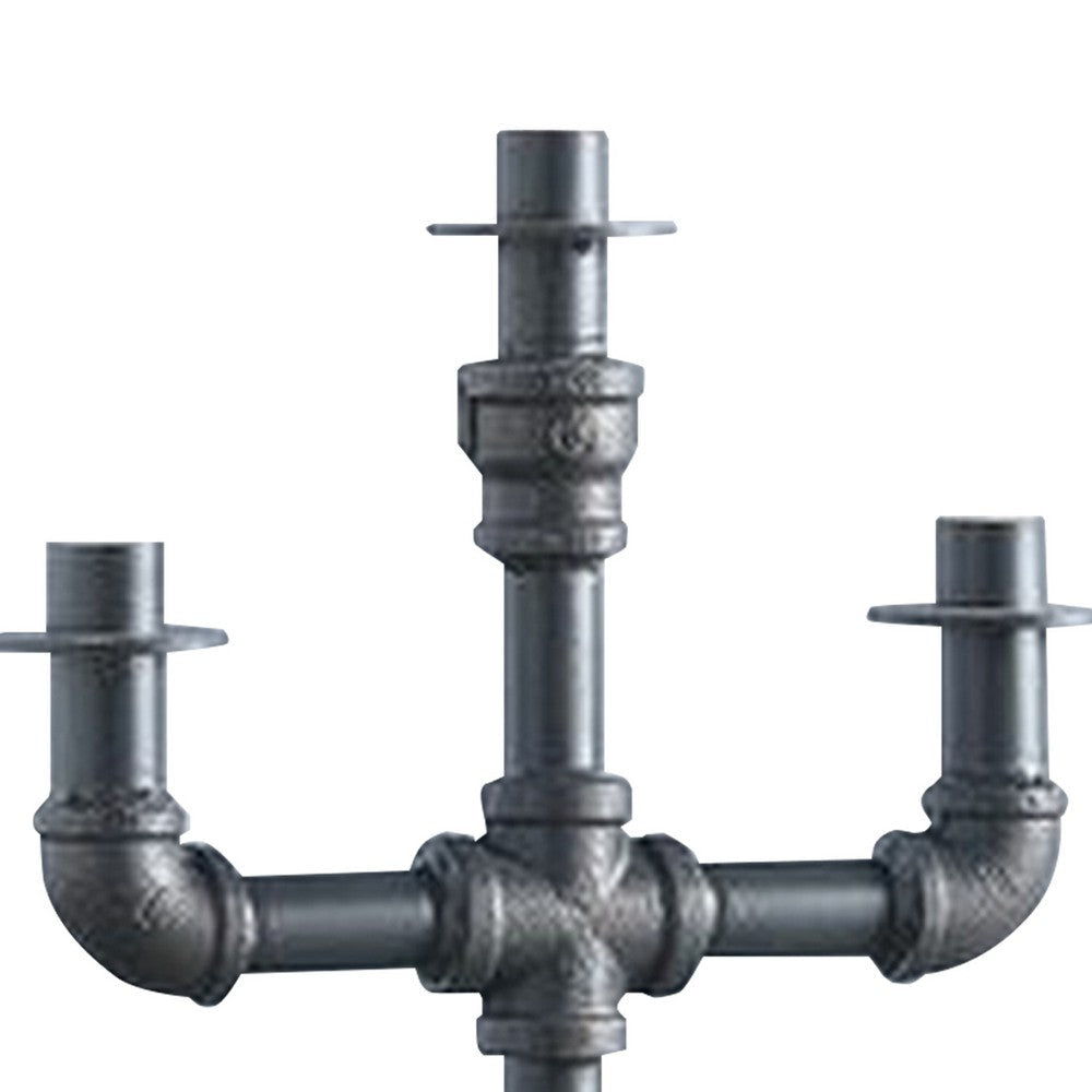 Candleholder with Metal Water Pipe Body Black BM268987