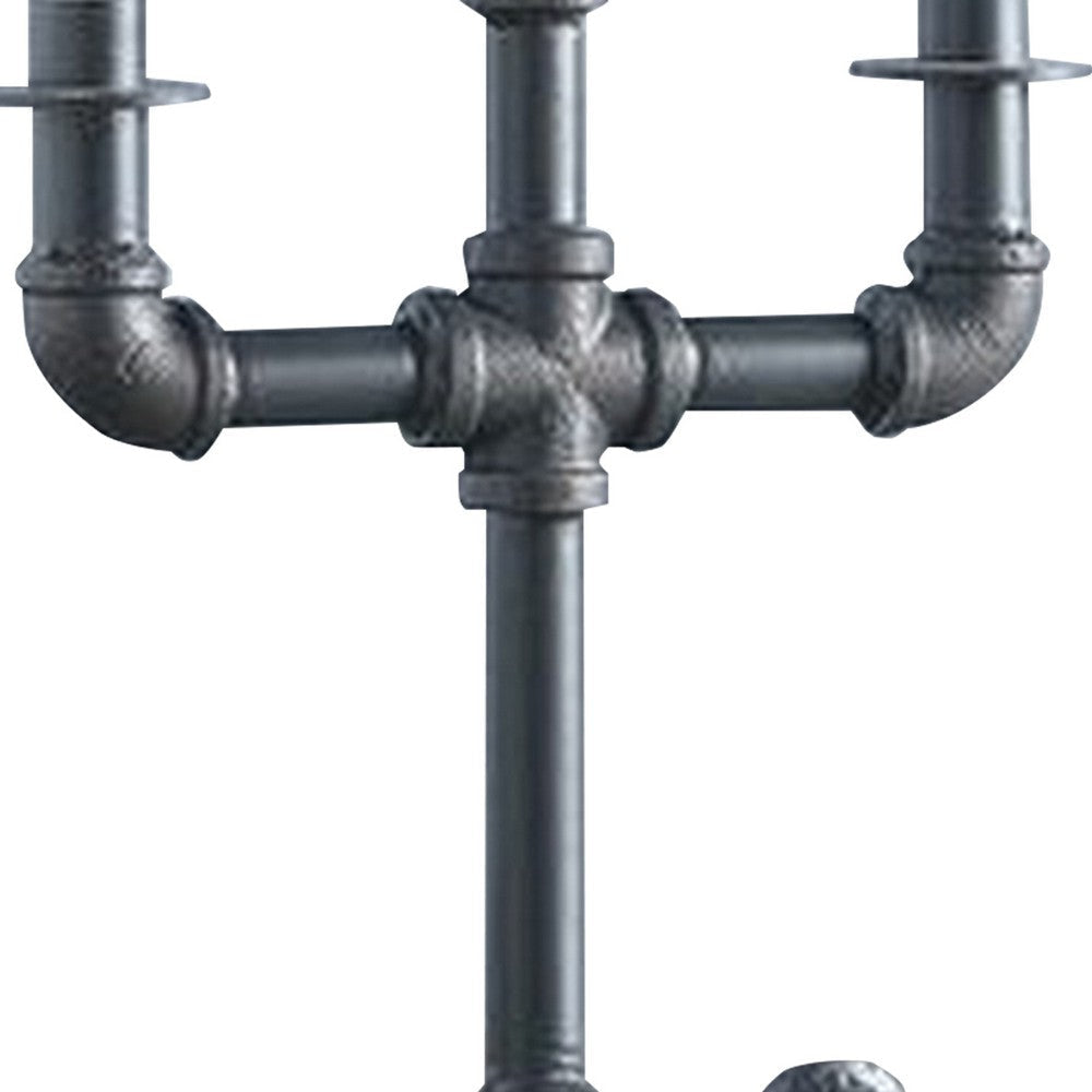 Candleholder with Metal Water Pipe Body Black BM268987