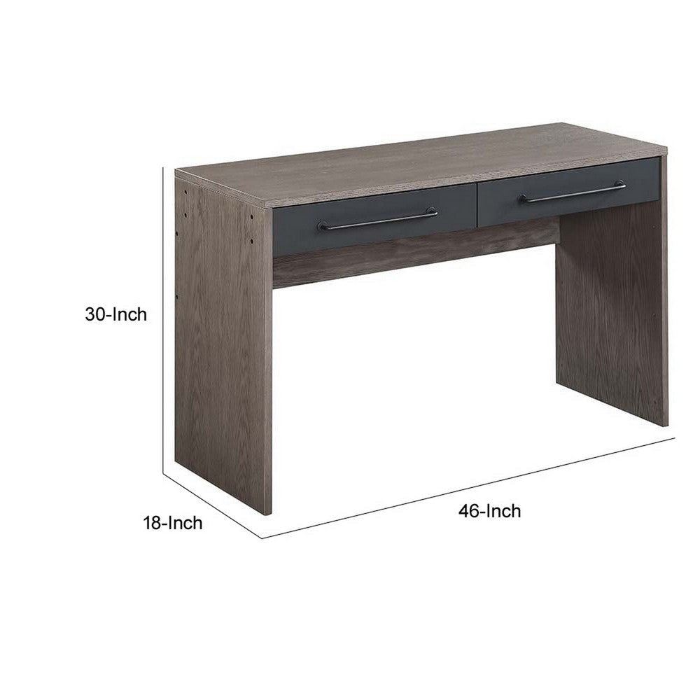 Writing Desk with 2 Drawers and Panel Base, Gray By Casagear Home