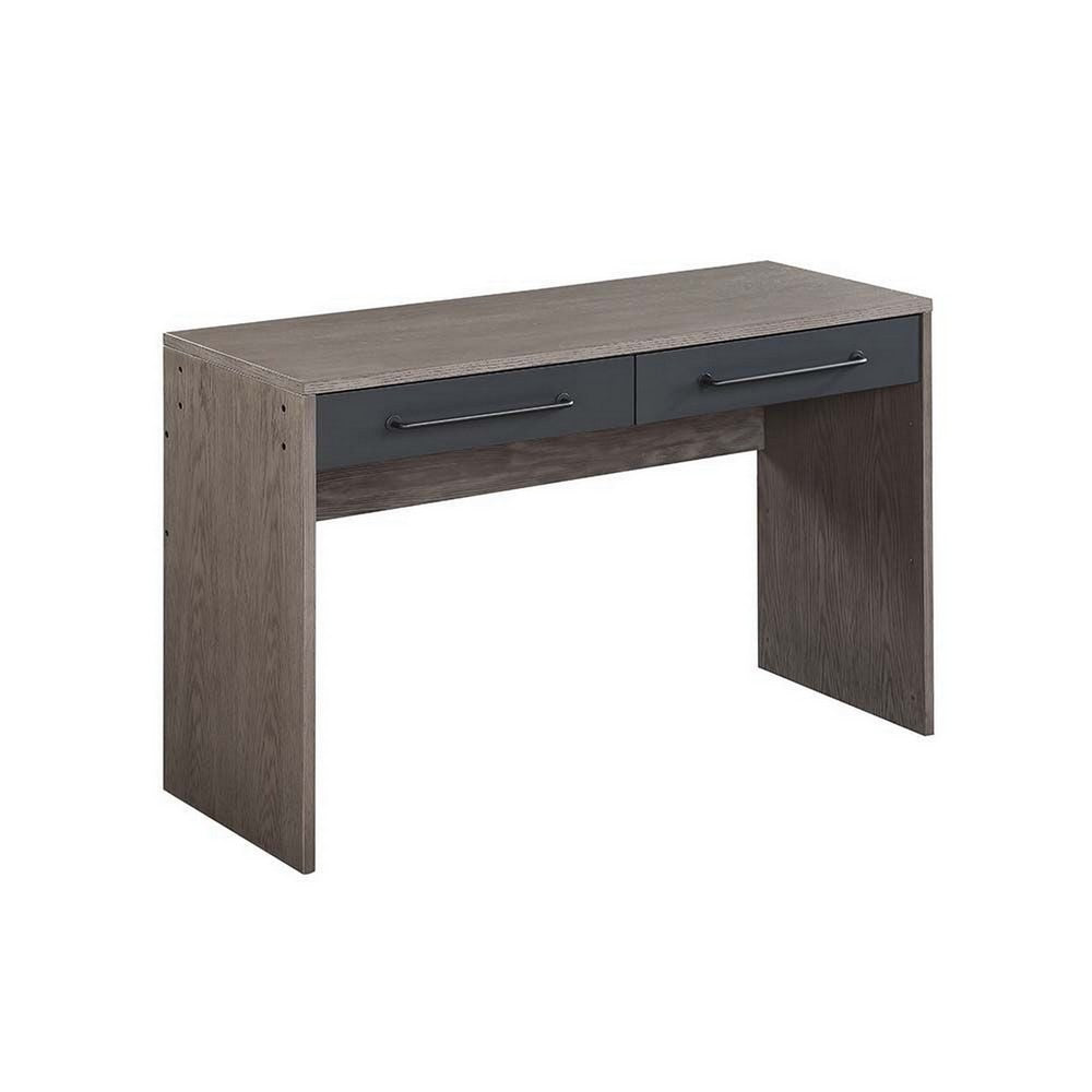 Writing Desk with 2 Drawers and Panel Base, Gray By Casagear Home
