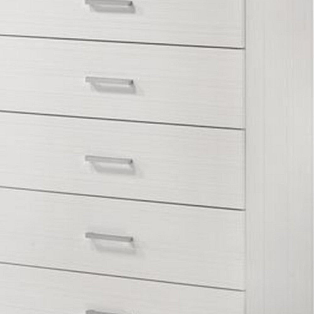 Chest with 5 Drawers and Wooden Frame White By Casagear Home BM269002