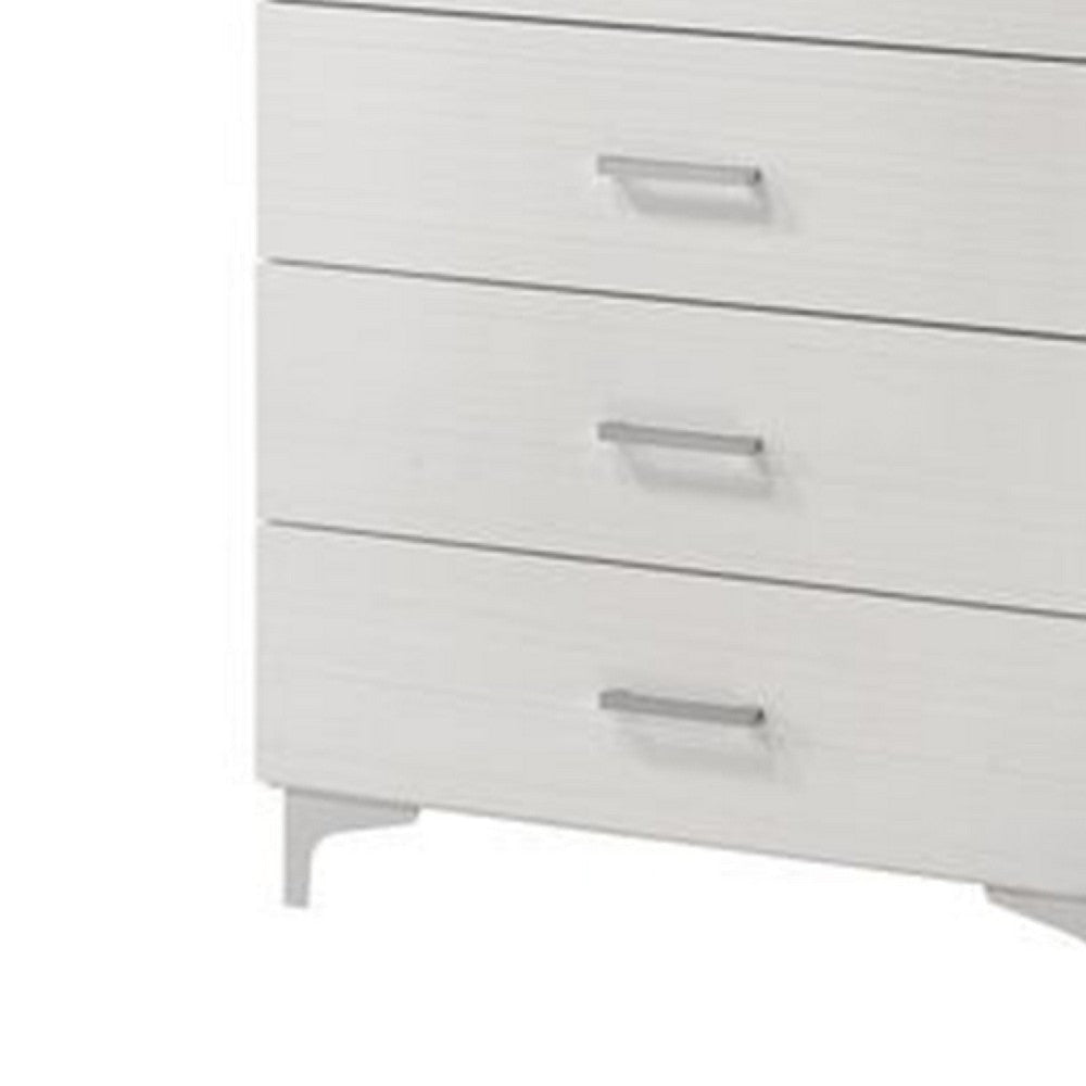 Chest with 5 Drawers and Wooden Frame White By Casagear Home BM269002