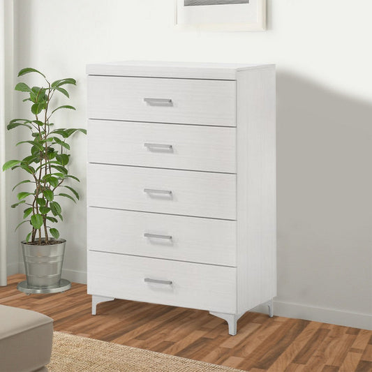 Preston Tall Dresser Chest | 5 Drawers | Wood Frame | White