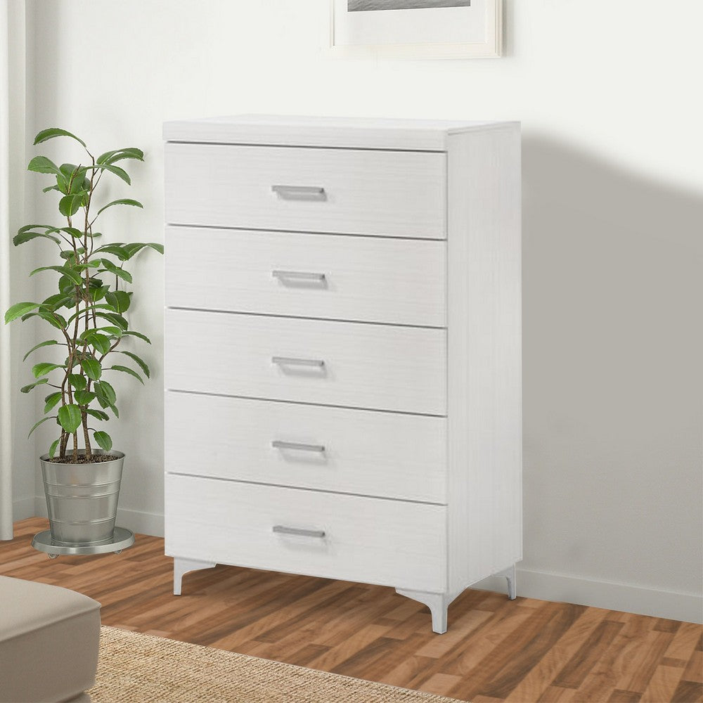Preston Tall Dresser Chest | 5 Drawers | Wood Frame | White
