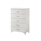 Chest with 5 Drawers and Wooden Frame, White By Casagear Home