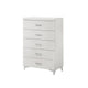 Chest with 5 Drawers and Wooden Frame, White By Casagear Home