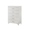 Chest with 5 Drawers and Wooden Frame, White By Casagear Home