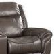 Leather Motion Loveseat with USB Dock and Storage Console Brown BM269004