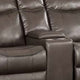 Leather Motion Loveseat with USB Dock and Storage Console Brown BM269004