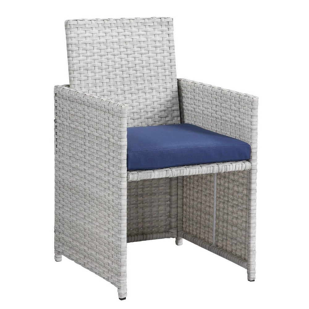 9 Piece Patio Set with Wicker Frame and Ottoman White BM269034
