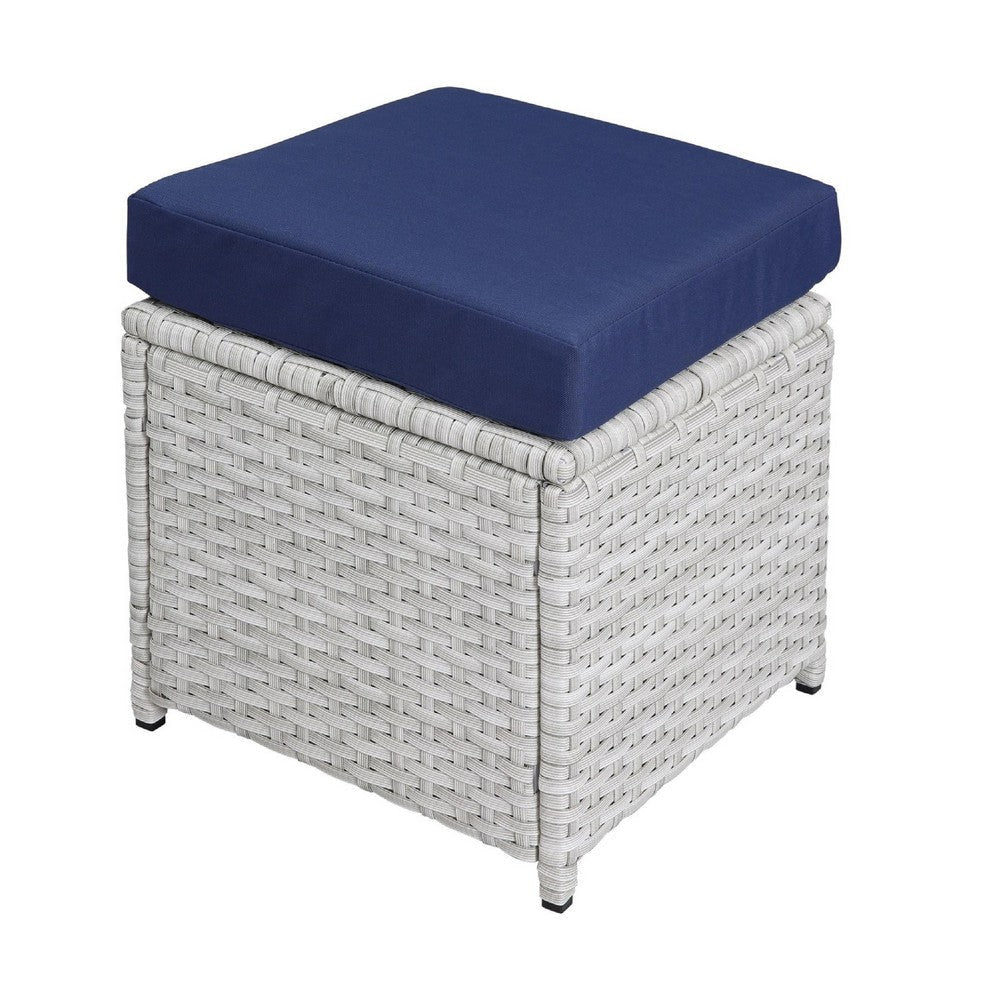 9 Piece Patio Set with Wicker Frame and Ottoman White BM269034