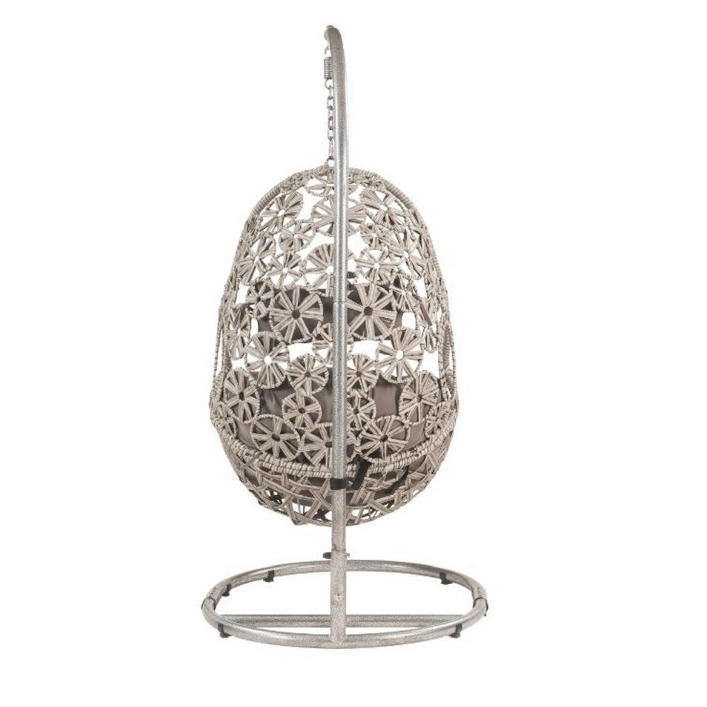 Arlo Hanging Chair | Wicker Frame | Circular Motifs | Gray BM269035