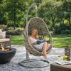 Arlo Hanging Chair | Wicker Frame | Circular Motifs | Gray
